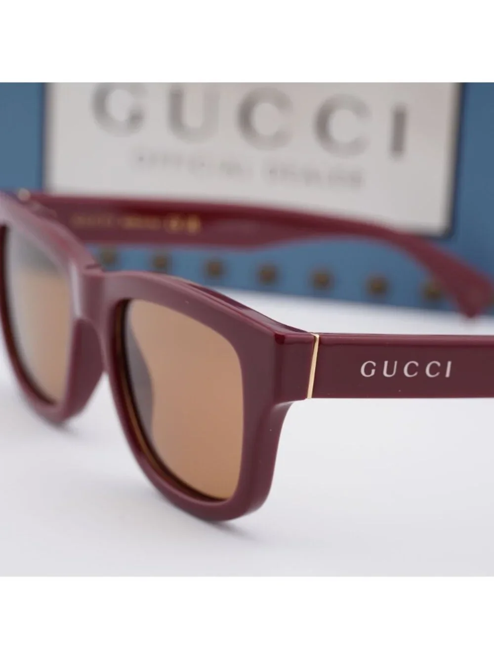 Gucci GG1135S 003 Square Sunglasses - Burgundy / Brown